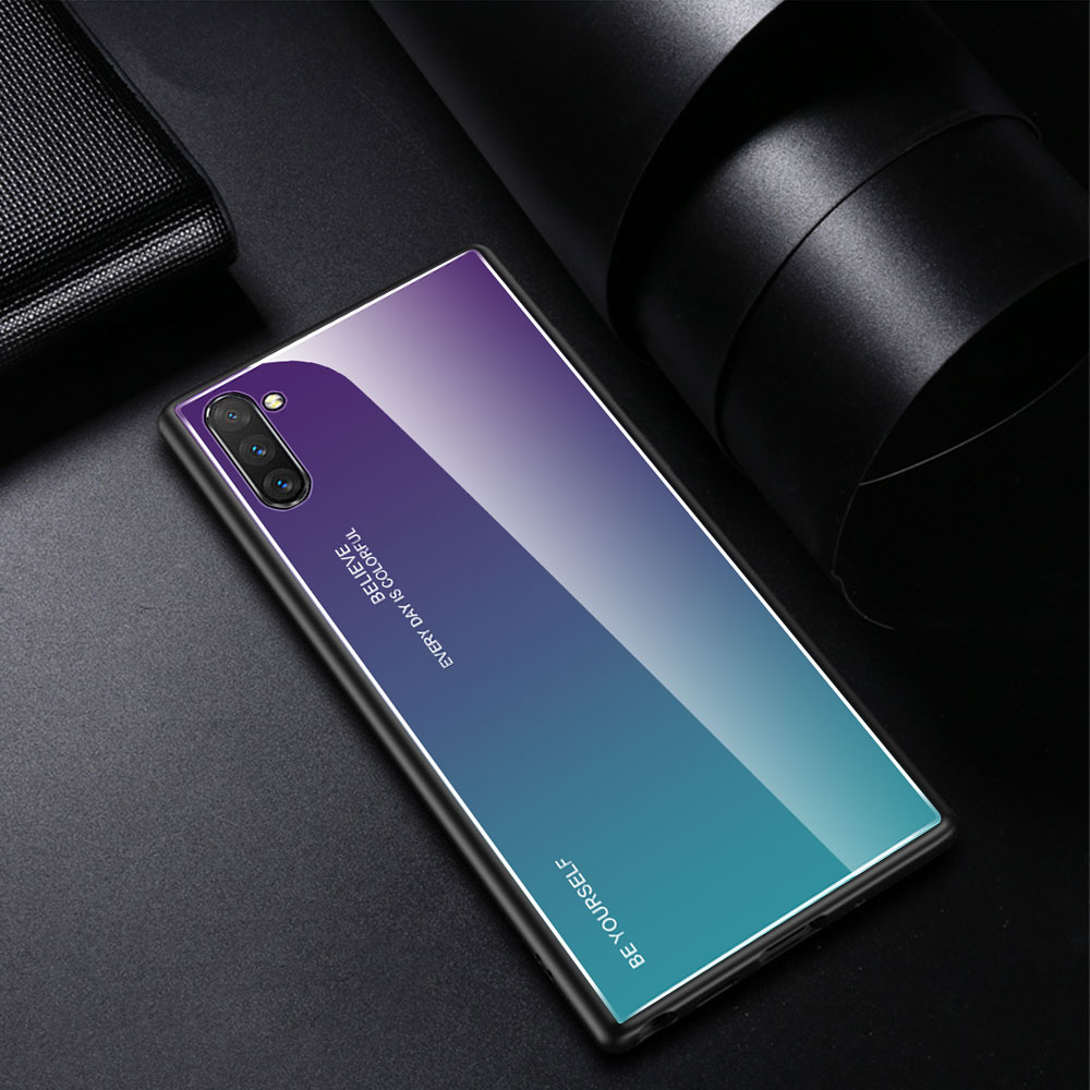 Градиент -стиль Стекло + TPU Phone Cover Cover Shell Для Samsung Galaxy Note 10 / Примечание 10 5G - Панда - Красный / Черный