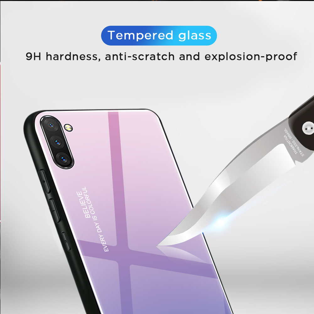 Glasfarbstil Glass + TPU -telefonabdeckung Shellabdeckung Für Samsung Galaxy Note 10 / Anmerkung 10 5g - Panda - Rot / Schwarz