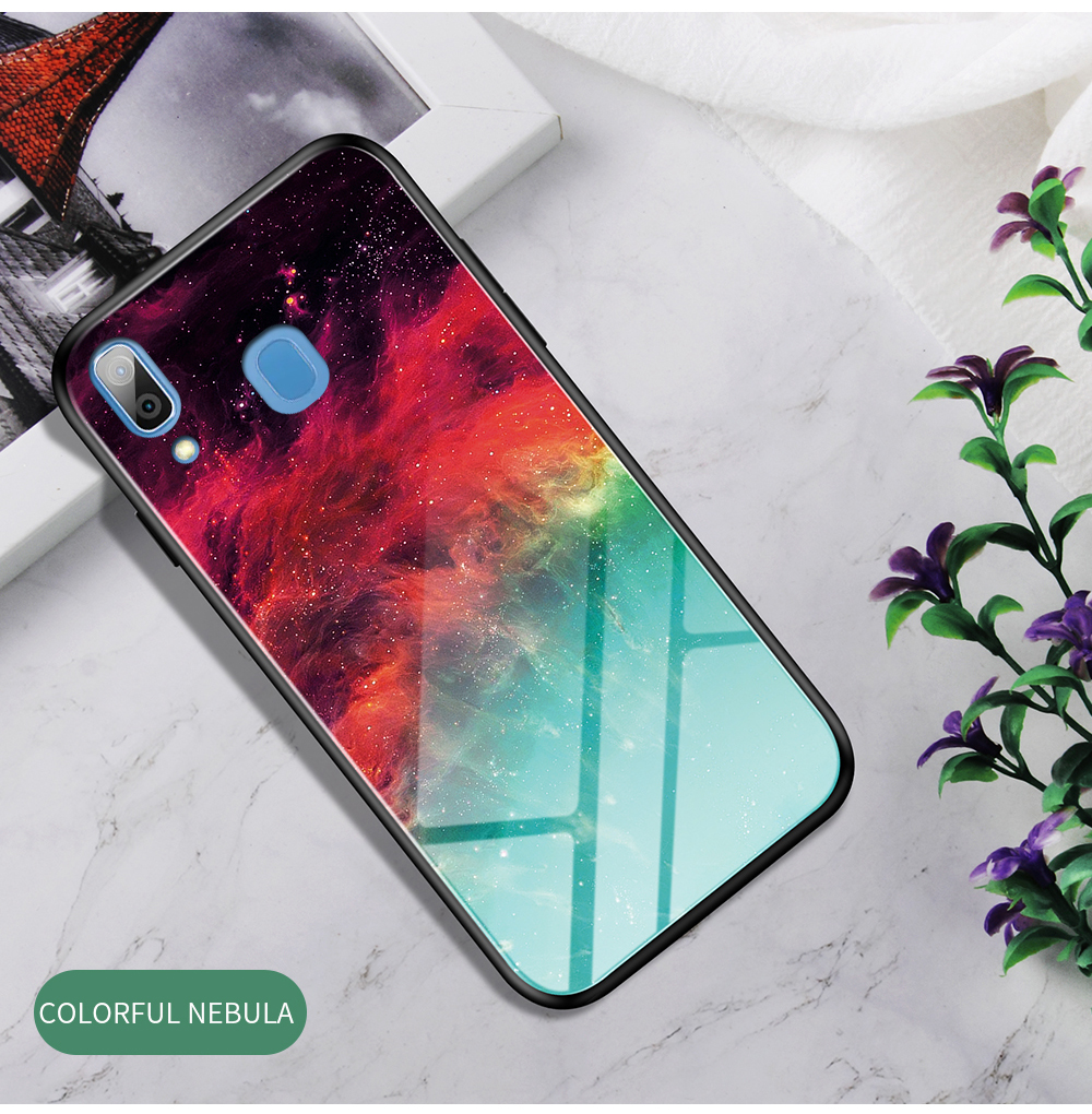 Glas + TPU Hybrid -hülle Für Samsung Galaxy A20/A30 - Himmelblau