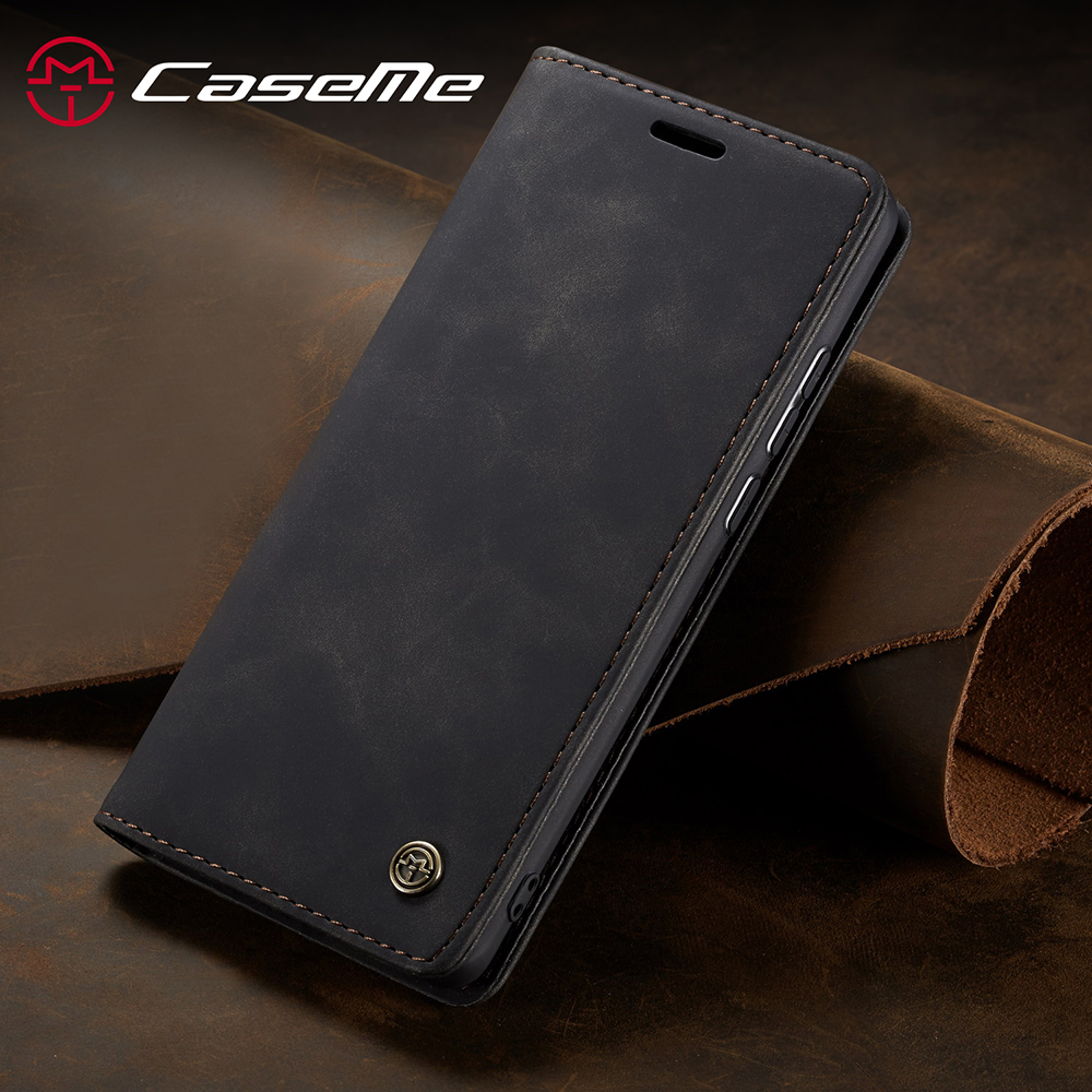 CASEME 013 Serio Auto Absorvido Caixa de Carteira de Couro Para Samsung Galaxy A20e - Café