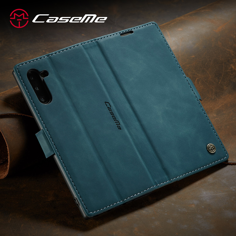 Caseme 013 Serie Auto-absorbido Flip Leather Willet Stand Case Para Samsung Galaxy Note 10/nota 10 5G - Negro