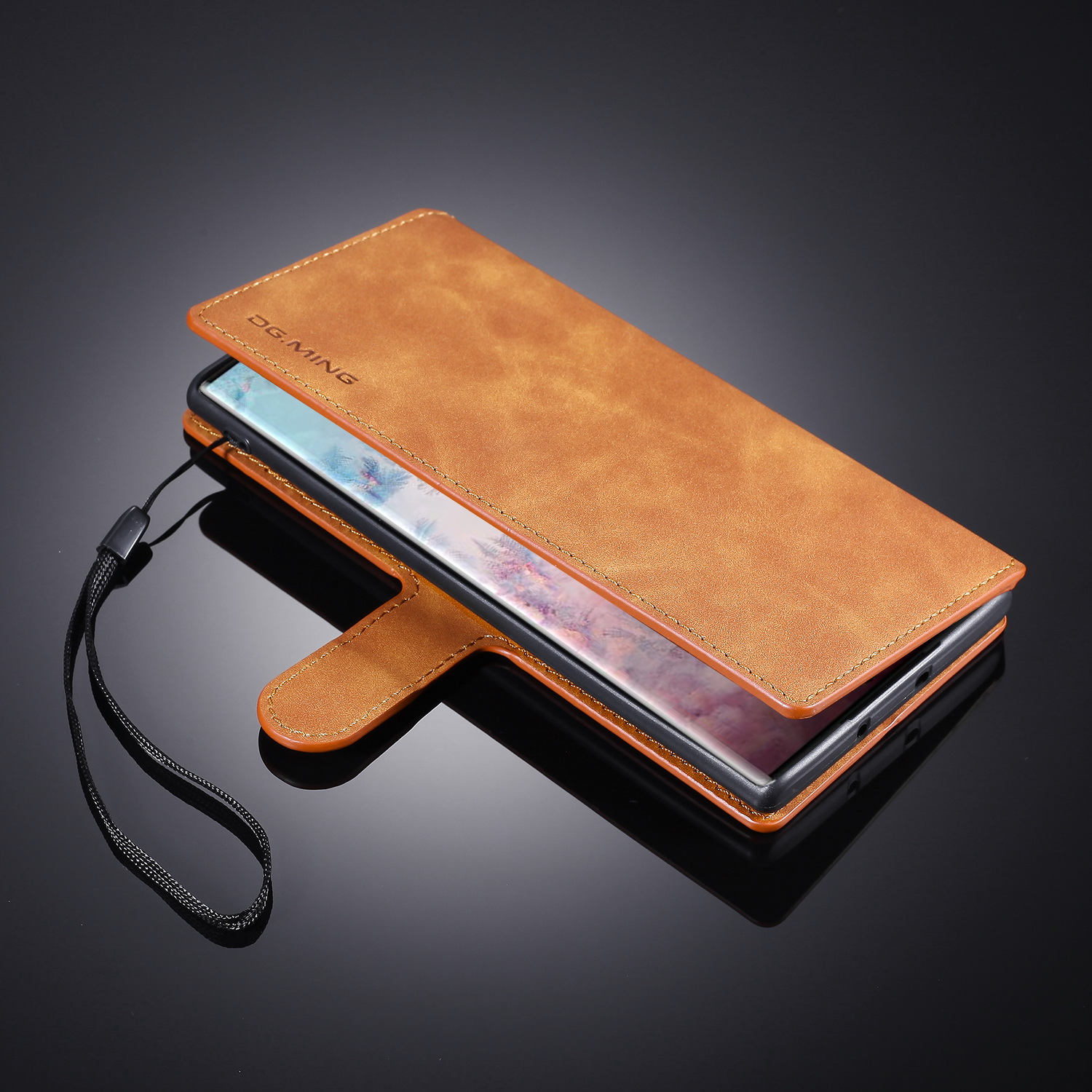 Дг. Ming Retro Style Leather Wallet Case Для Samsung Galaxy Note 10 Plus/Note 10 Plus 5G Brown