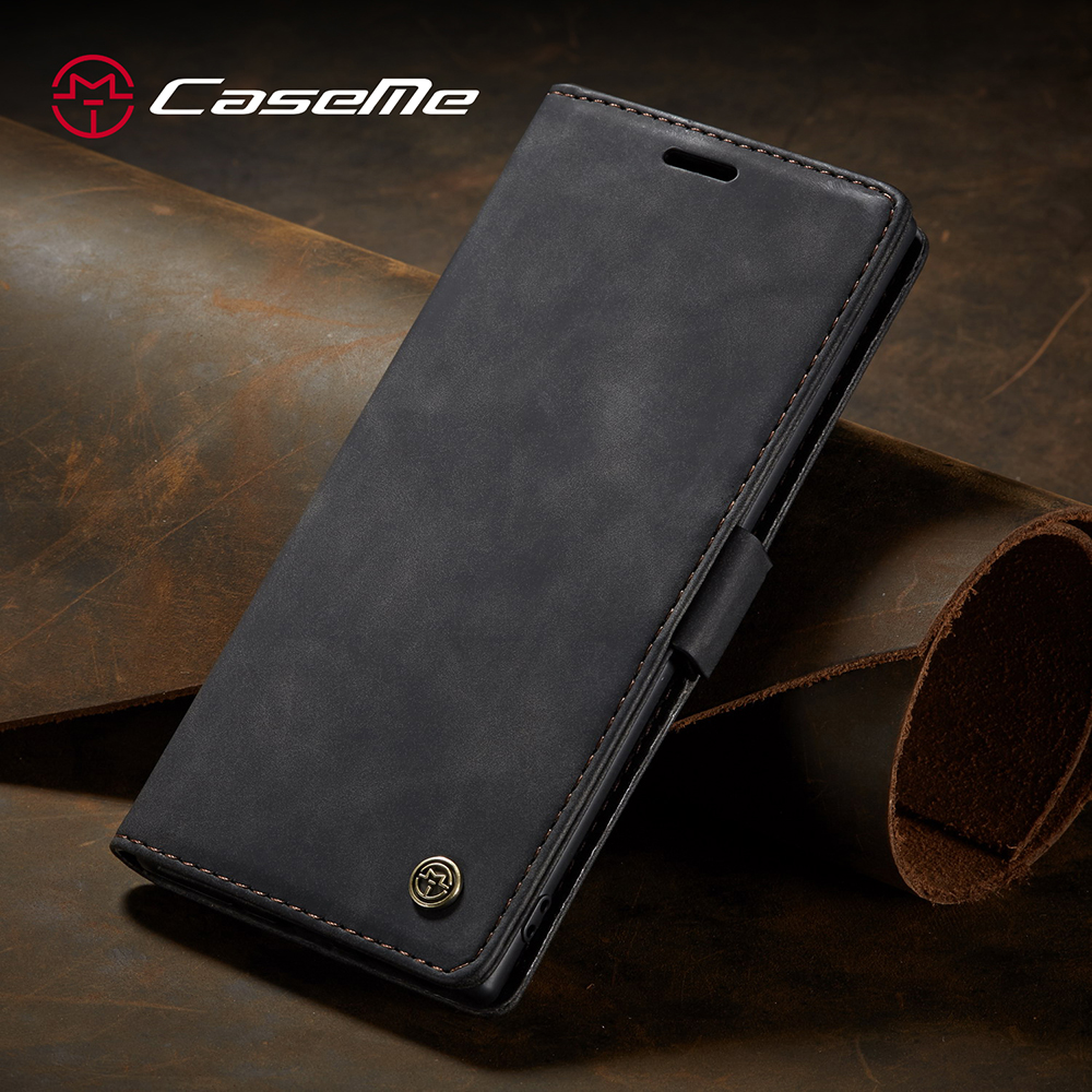 CASEME 013 SERIE AUSSORBITO AUSSORTO A RACCOLLO IN PELLE IN PELLE AUTOMATORE PER SAMSUNG GALAXY NOTA 10 PLUS / 10 Plus 5G - Nero