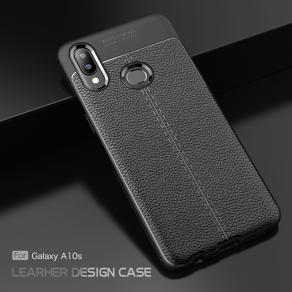 Case de Texture Litchi TPU Pour Samsung Galaxy A10s - le Noir