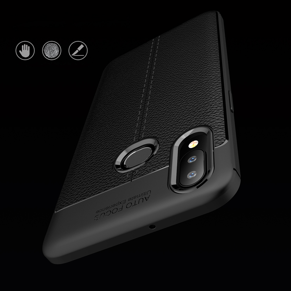 Case de Texture Litchi TPU Pour Samsung Galaxy A10s - le Noir