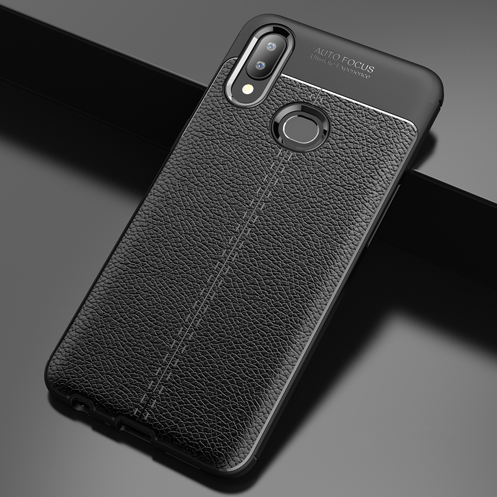 Case de Texture Litchi TPU Pour Samsung Galaxy A10s - le Noir