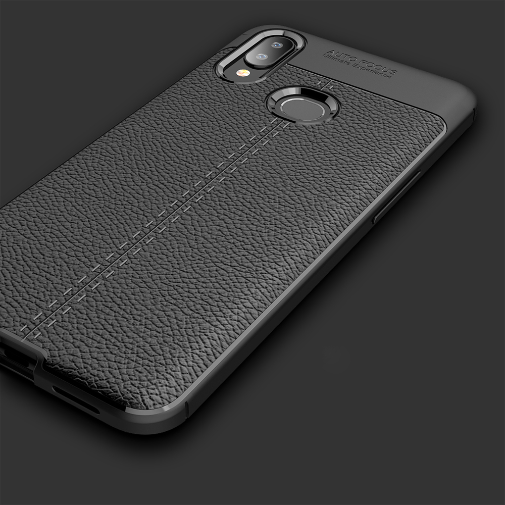 Case de Texture Litchi TPU Pour Samsung Galaxy A10s - le Noir