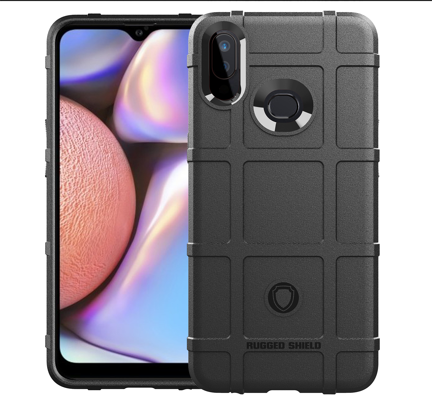 Case TPU de Piel Cuadrada de Cuadrícula Cuadrada a Prueba de Choque Para Samsung Galaxy A10s - Azul Oscuro