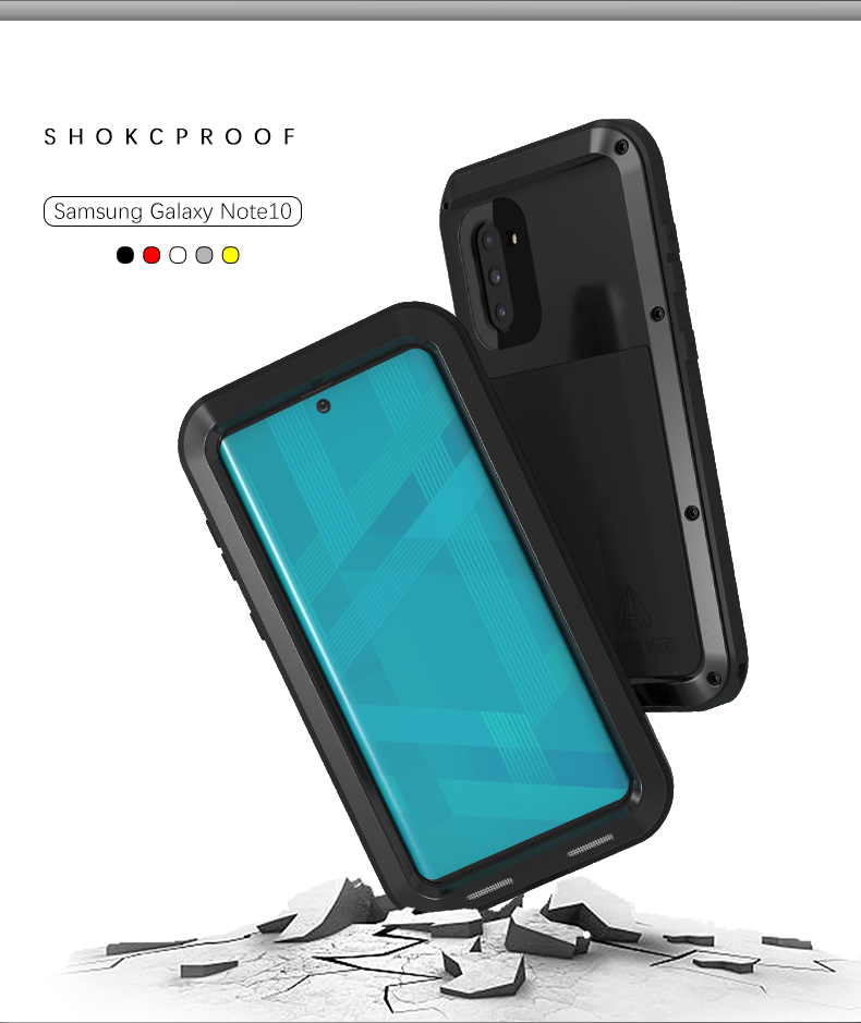 LIEBER MEI Staubdicht Stoßfest Spritzwassergeschützten Gehäuse Mit Gehärtetem Glas Für Samsung Galaxy Note 10 / Anmerkung 10 5G - Schwarz-4