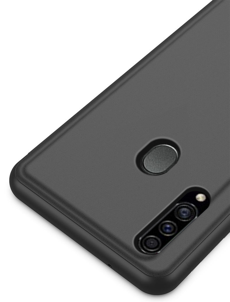 Miroir Plaqué Vue de Surface de la Fenêtre Flip Cuir Téléphone Pour Samsung Galaxy A20s - le Noir