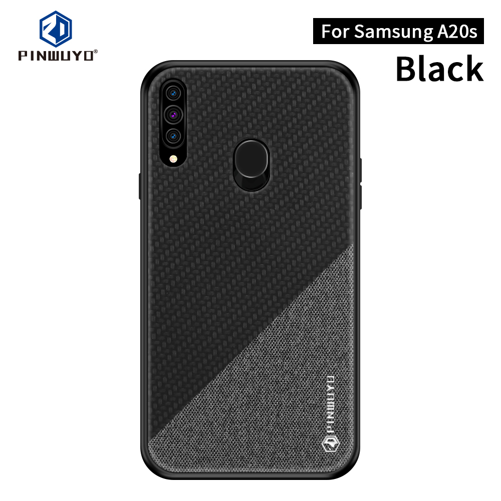 Pinwuyo Honor Series PU PU Cuero Cubierta de Cuero TPU Para Samsung Galaxy A20s - Negro