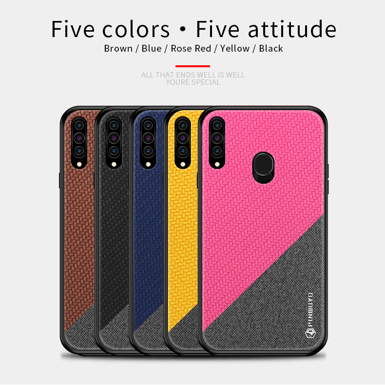 Pinwuyo Honor Series Drop-proof PU Lederbeschichtete Tpu-cover Für Samsung Galaxy A20s - Schwarz