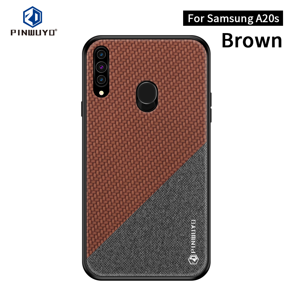 Pinwuyo Honor Series Couverture TPU Revêtue de Cuir en Cuir en Cuir Pour Samsung Galaxy A20s - le Noir