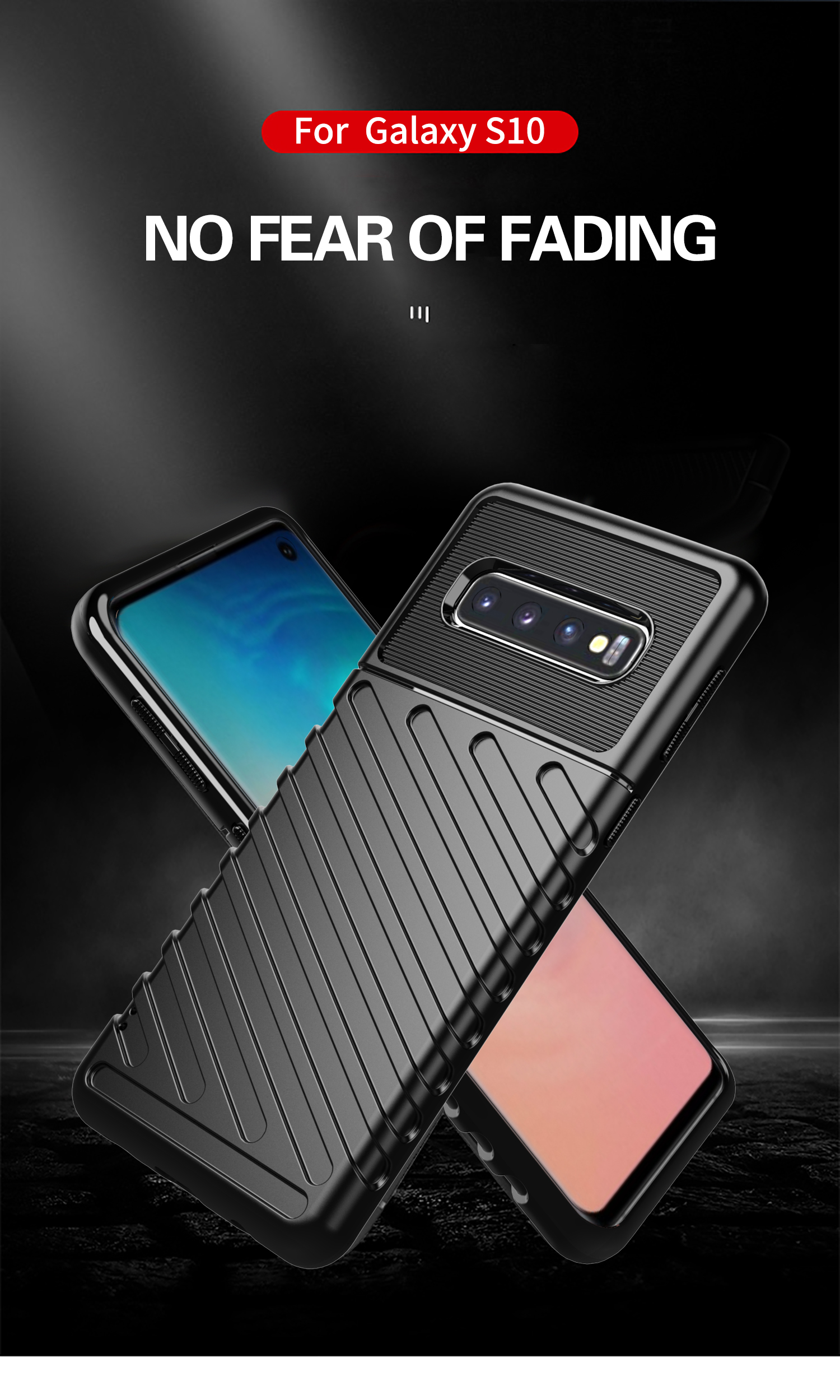 Serie Thunder Texture Textura Soft TPU Back Telephip Para Samsung Galaxy S10 - Negro