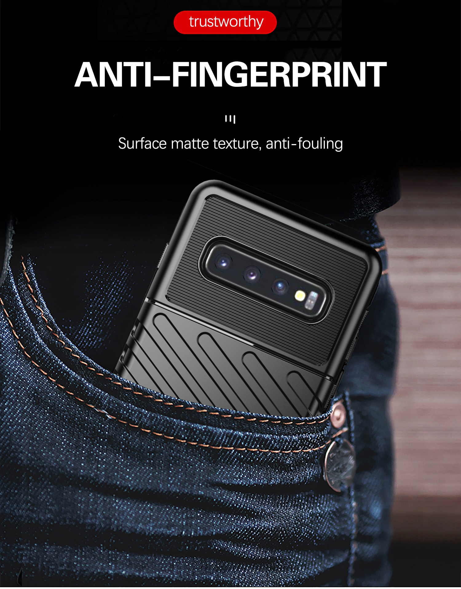 Twill Series Twill Texture Soft TPU Back Telefono Custodia Per Samsung Galaxy S10 - Nero