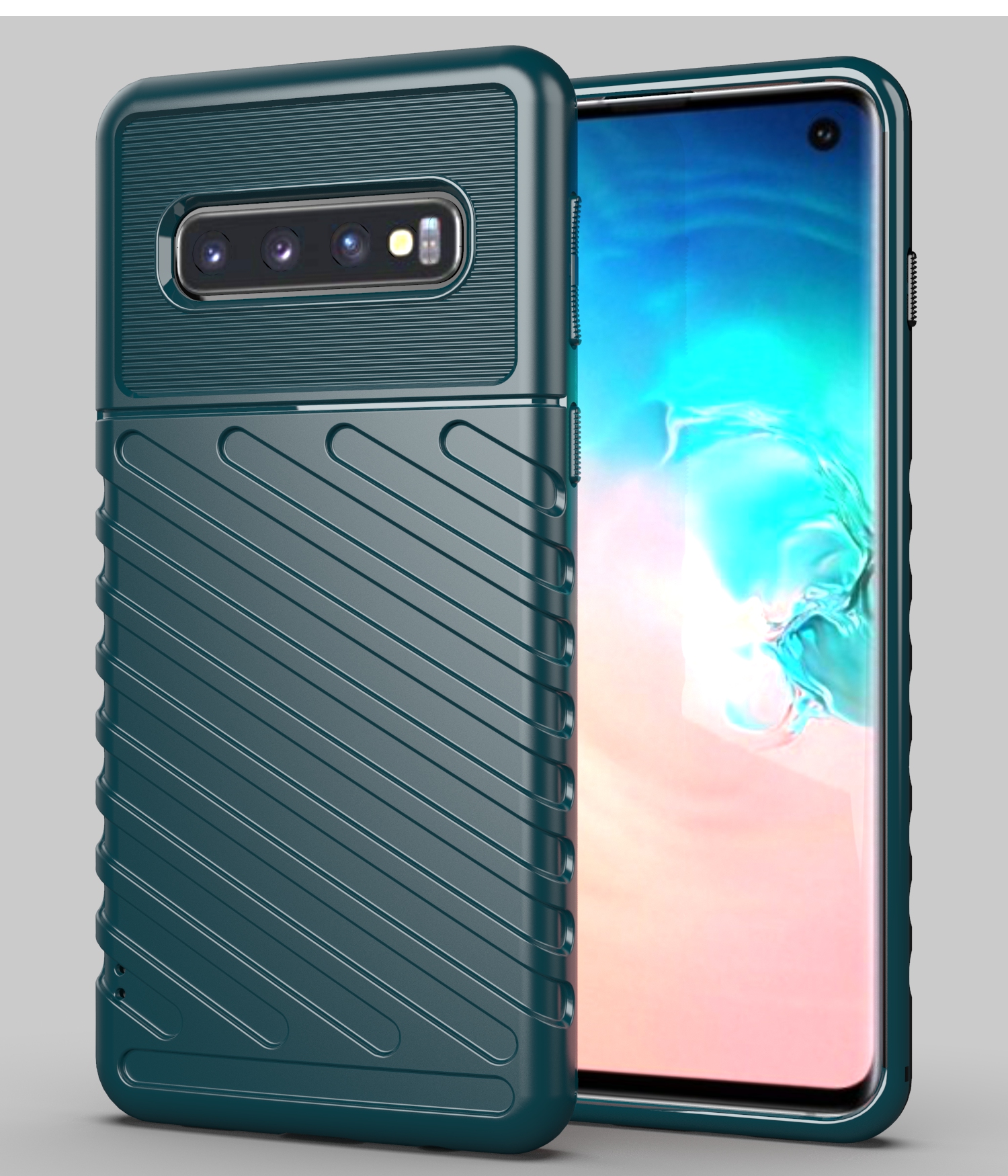 Twill Series Twill Texture Soft TPU Back Telefono Custodia Per Samsung Galaxy S10 - Nero