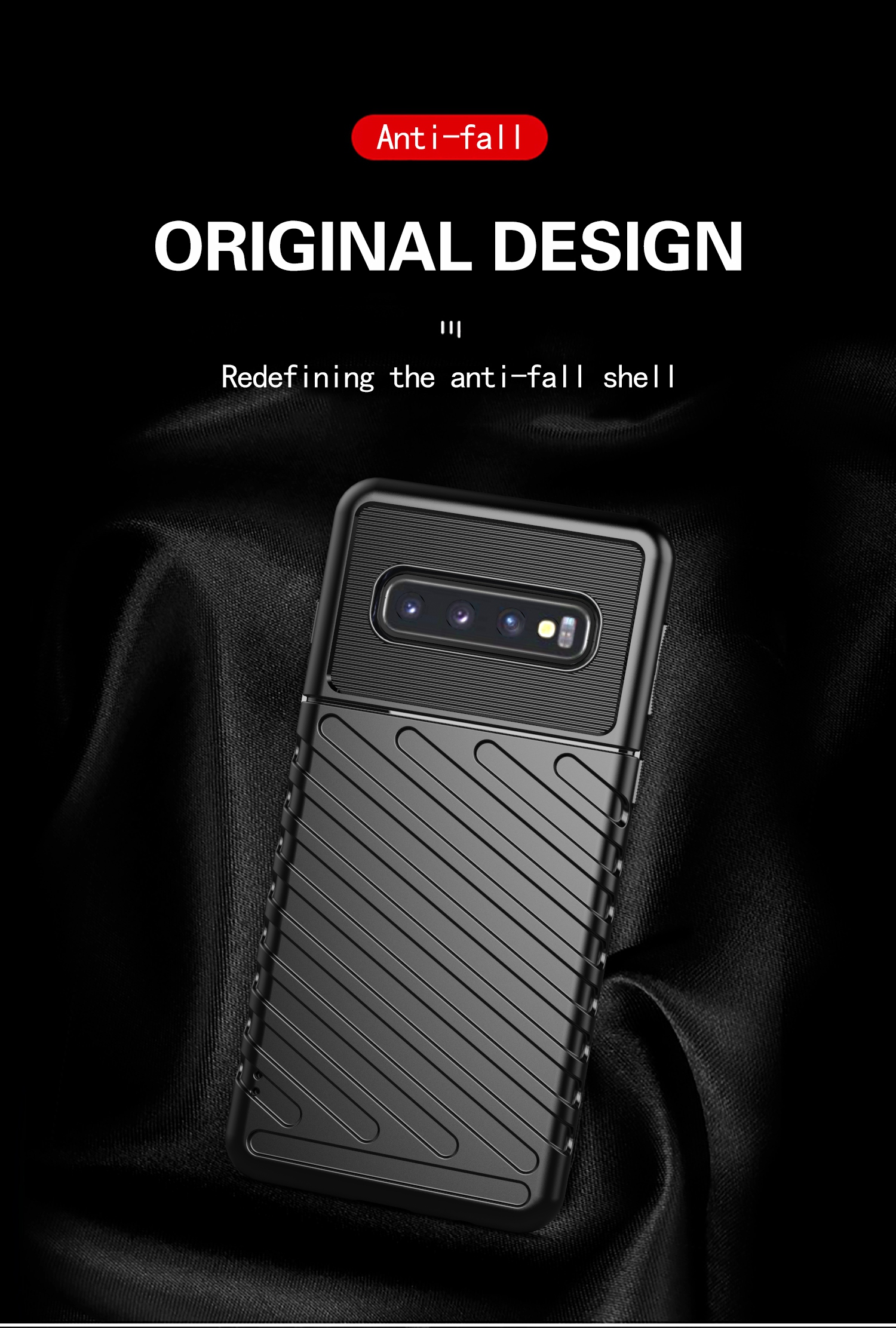 Serie Thunder Texture Textura Soft TPU Back Telephip Para Samsung Galaxy S10 - Negro