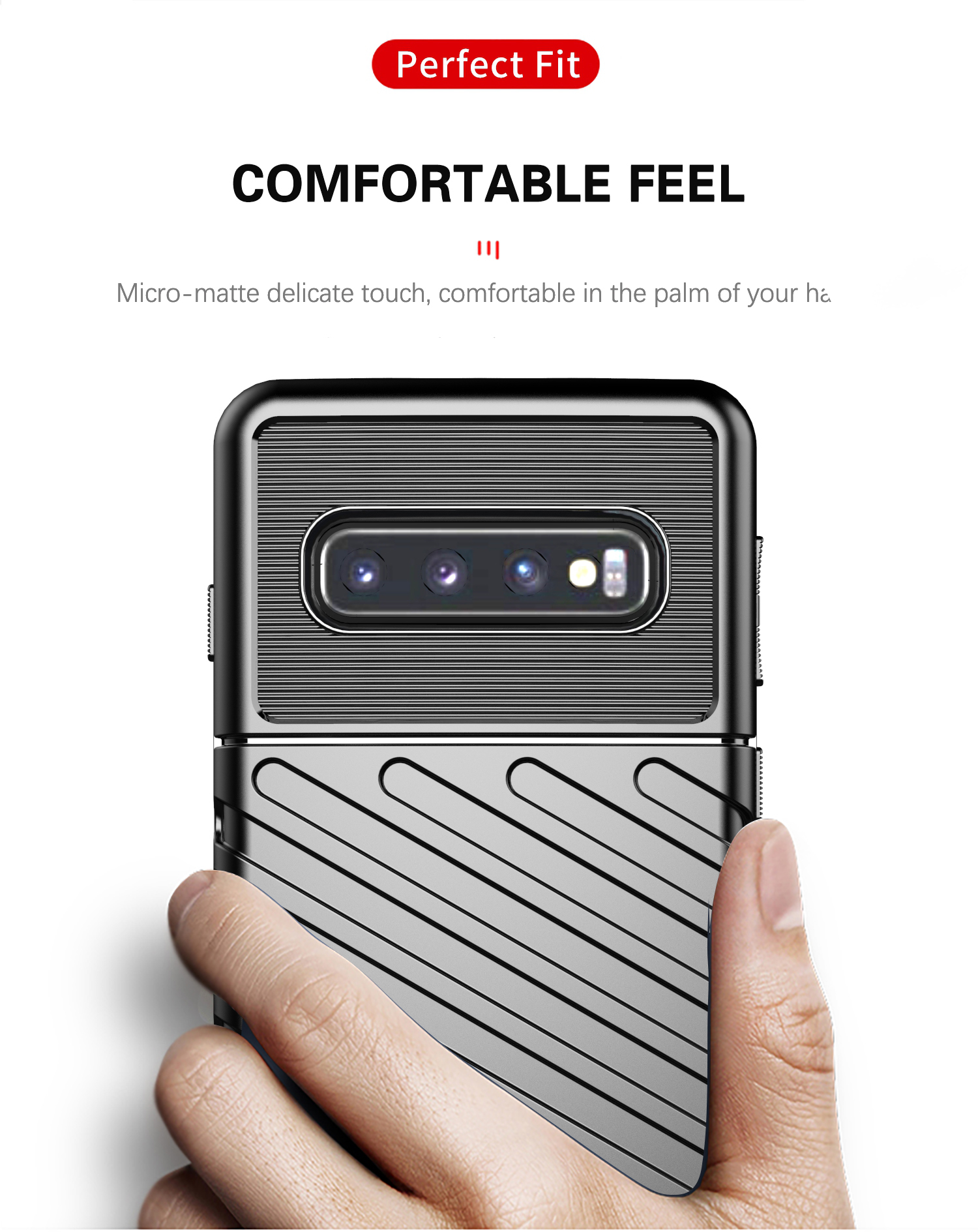 Twill Series Twill Texture Soft TPU Back Telefono Custodia Per Samsung Galaxy S10 - Nero