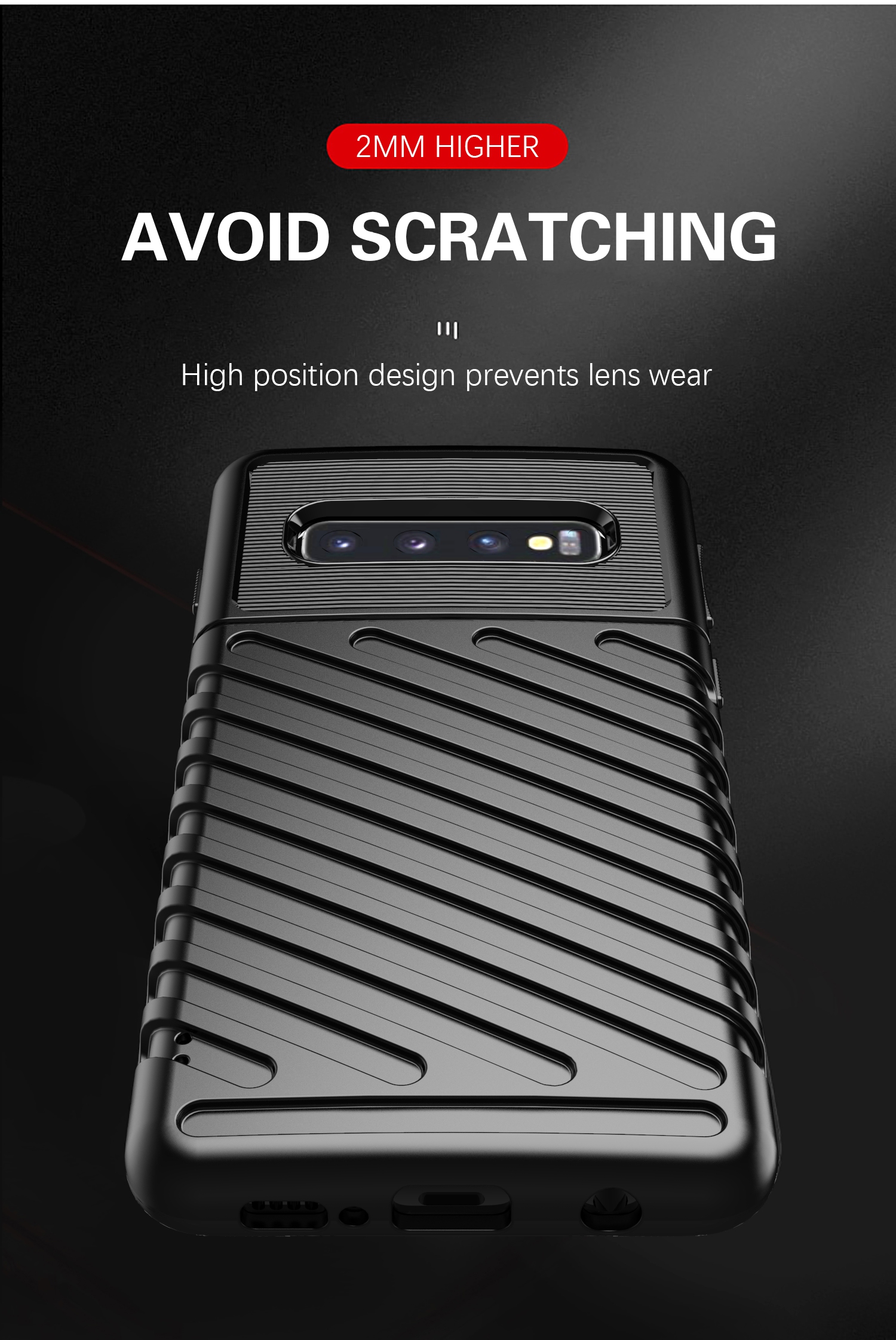 Гром Серия Серии Twill Twill Soft TPU Back Phone Case Для Samsung Galaxy S10 - Черный