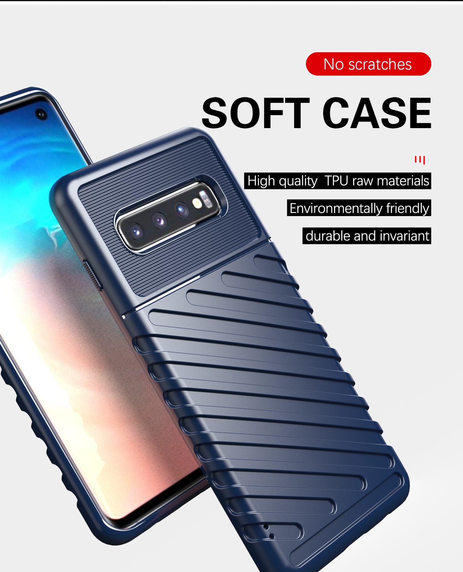 Texture de la Série Thunder Texture Soft TPU Back Téléphone Pour Samsung Galaxy S10 - le Noir