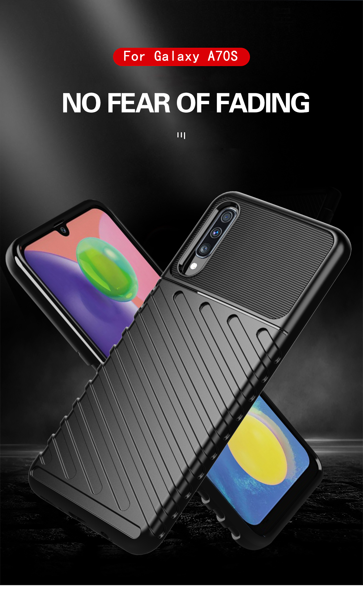 Texture de la Série Thunder Texture Soft TPU Back Shell Pour Samsung Galaxy A70 / A70s - le Noir