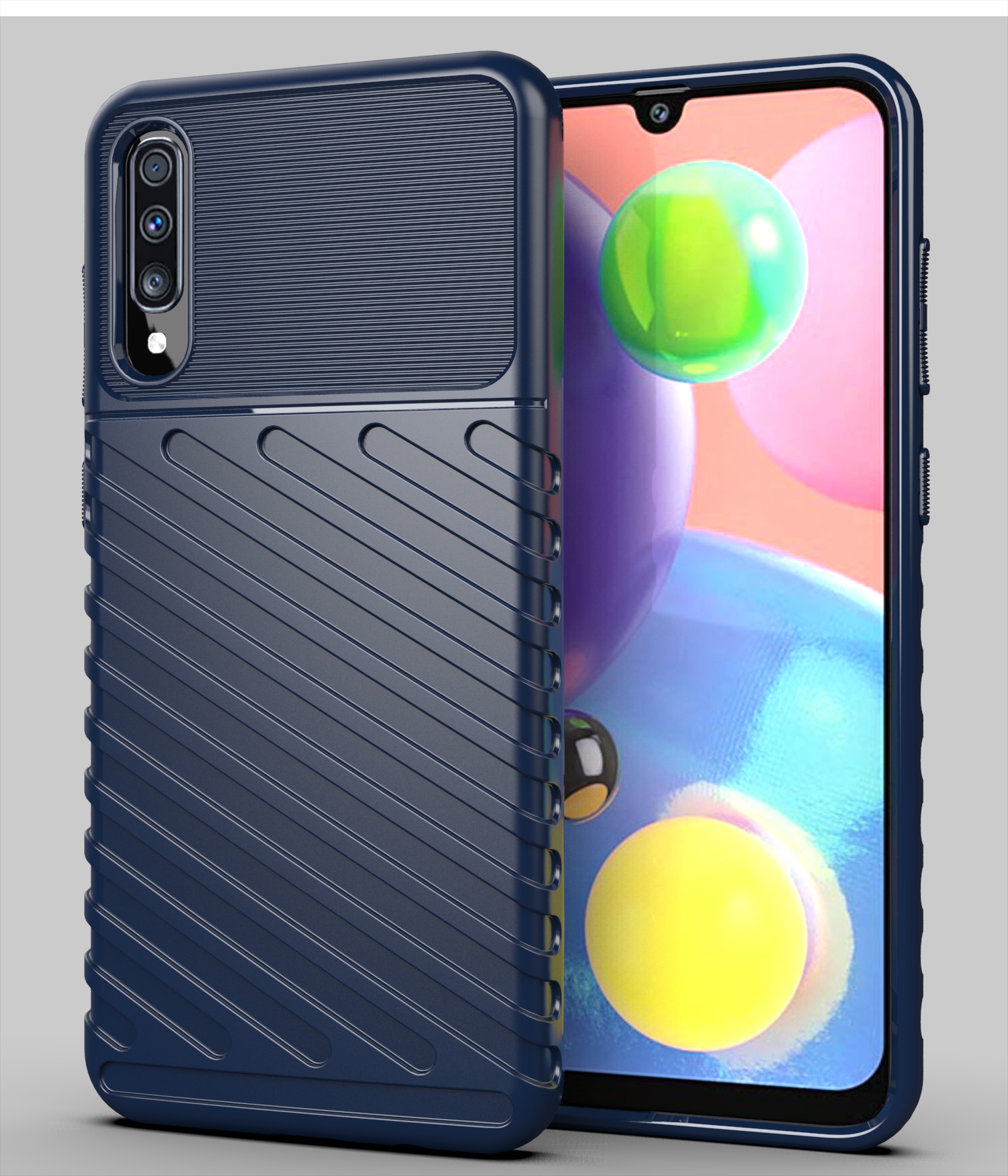 Serie Thunder Texture Textura Soft TPU Back Shell Para Samsung Galaxy A70/a70s - Negro