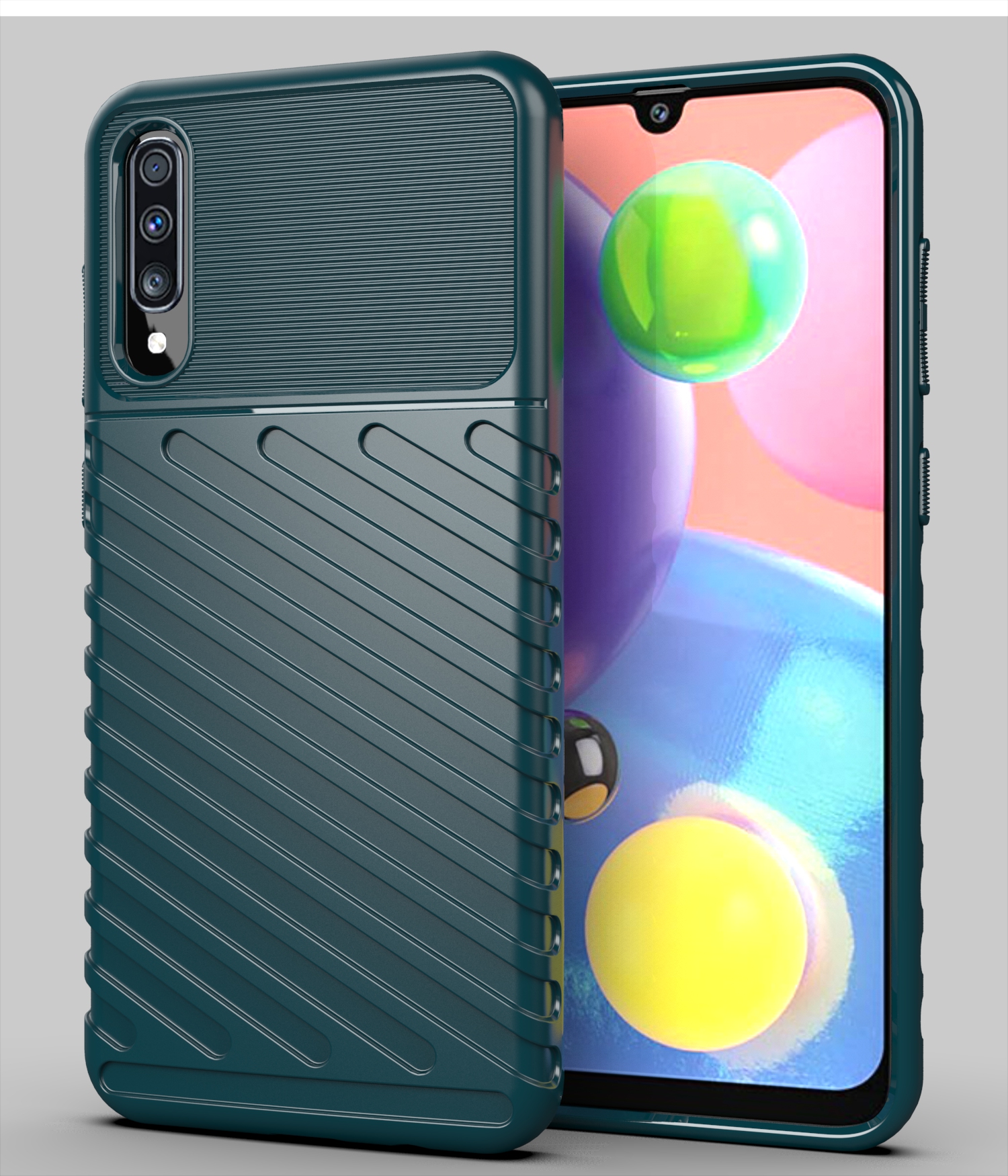 Texture de la Série Thunder Texture Soft TPU Back Shell Pour Samsung Galaxy A70 / A70s - le Noir