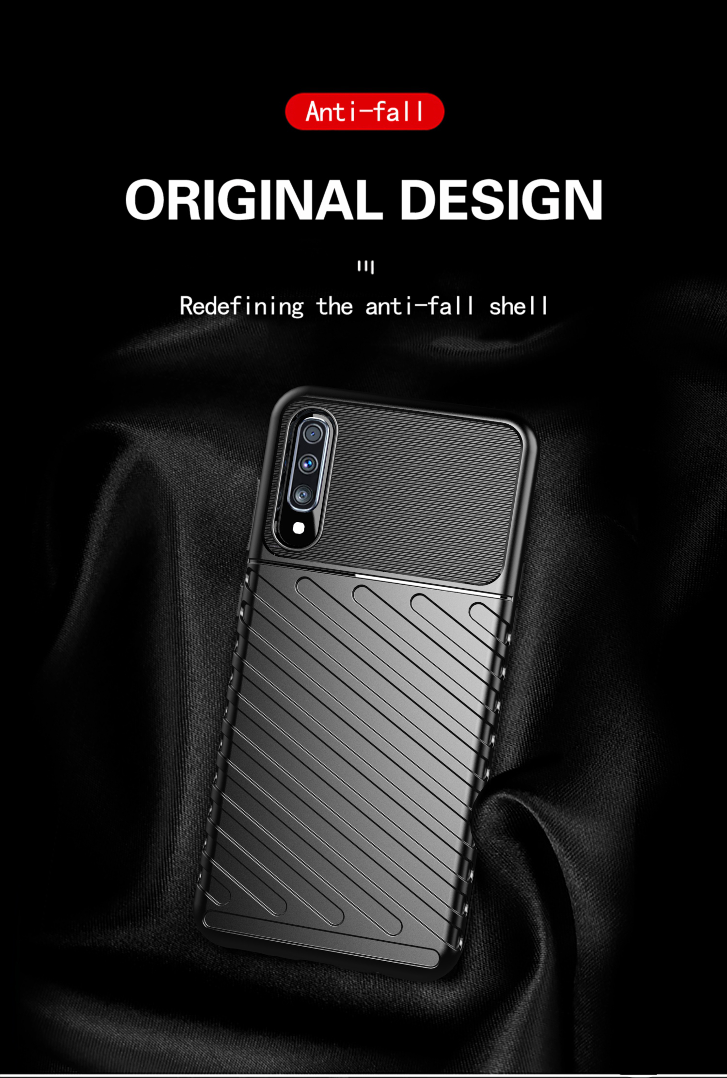 Serie Thunder Texture Textura Soft TPU Back Shell Para Samsung Galaxy A70/a70s - Negro