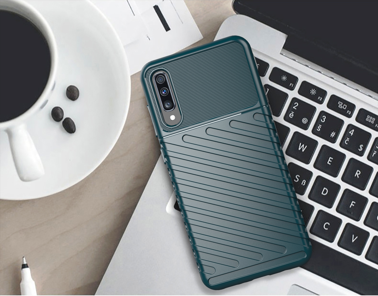 Texture de la Série Thunder Texture Soft TPU Back Shell Pour Samsung Galaxy A70 / A70s - le Noir