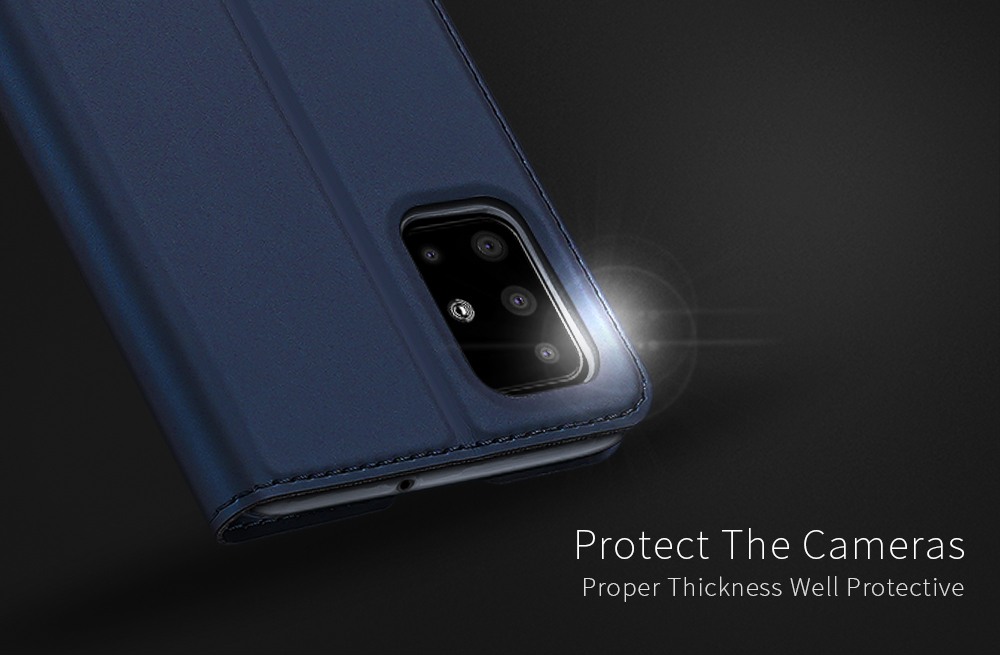 Dux Ducis Skin Pro Series Antiellowing Inner Flip Feether Case с Карточным Слотом Для Samsung Galaxy A51 - Синий