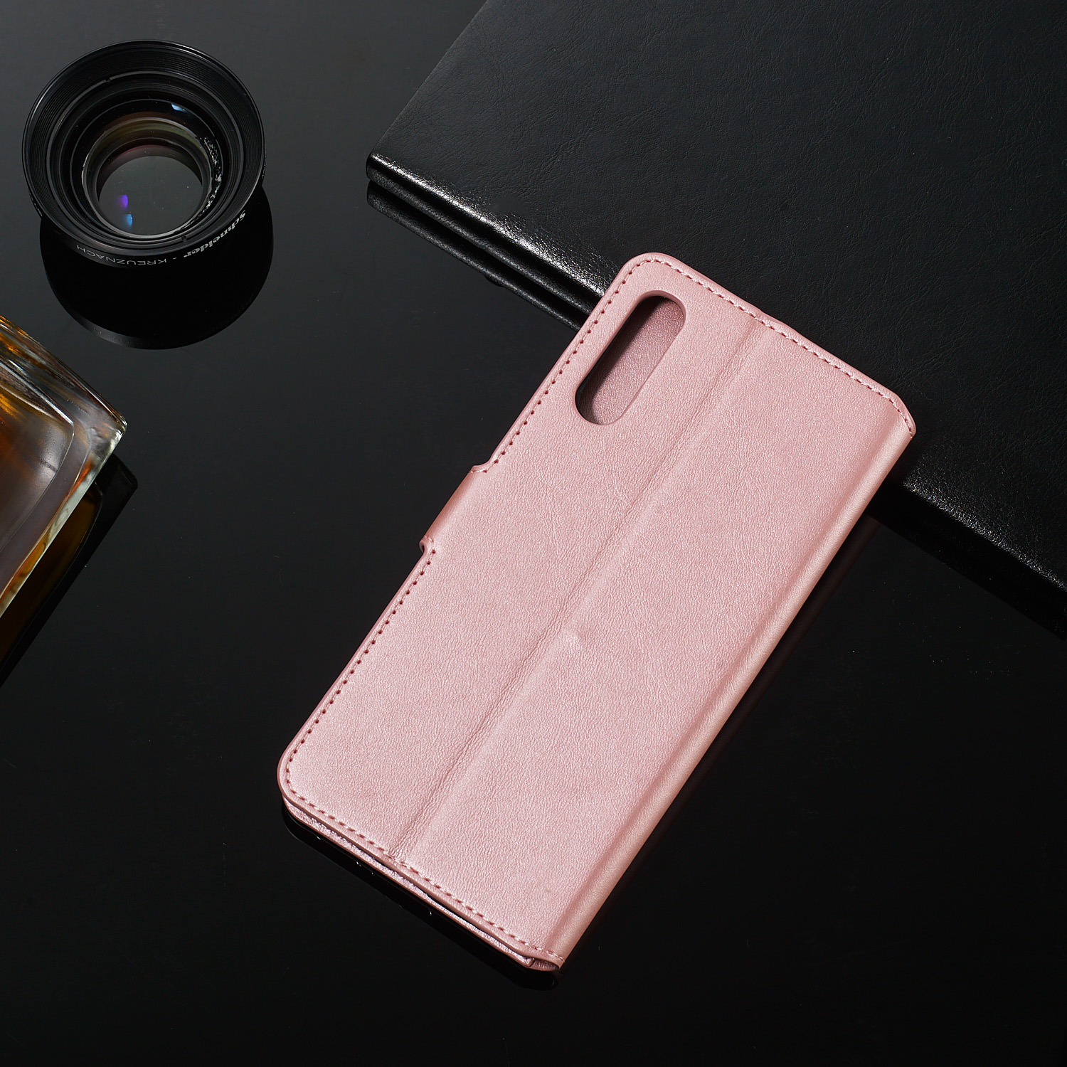 Cassa Classica In Pelle Portafoglio In Pelle Per Samsung Galaxy A70 / A70S - Oro Rosa