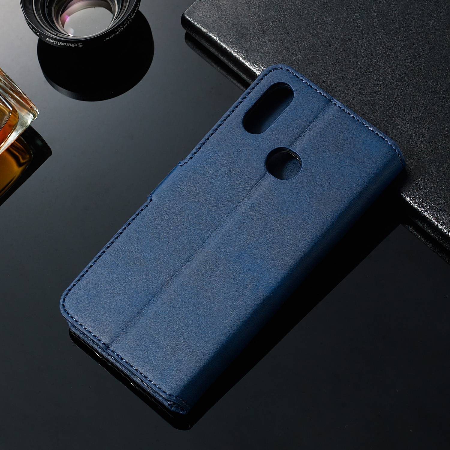 Solid Color Willet Stand Case Protector de Cuero Para Samsung Galaxy A10s - Marrón