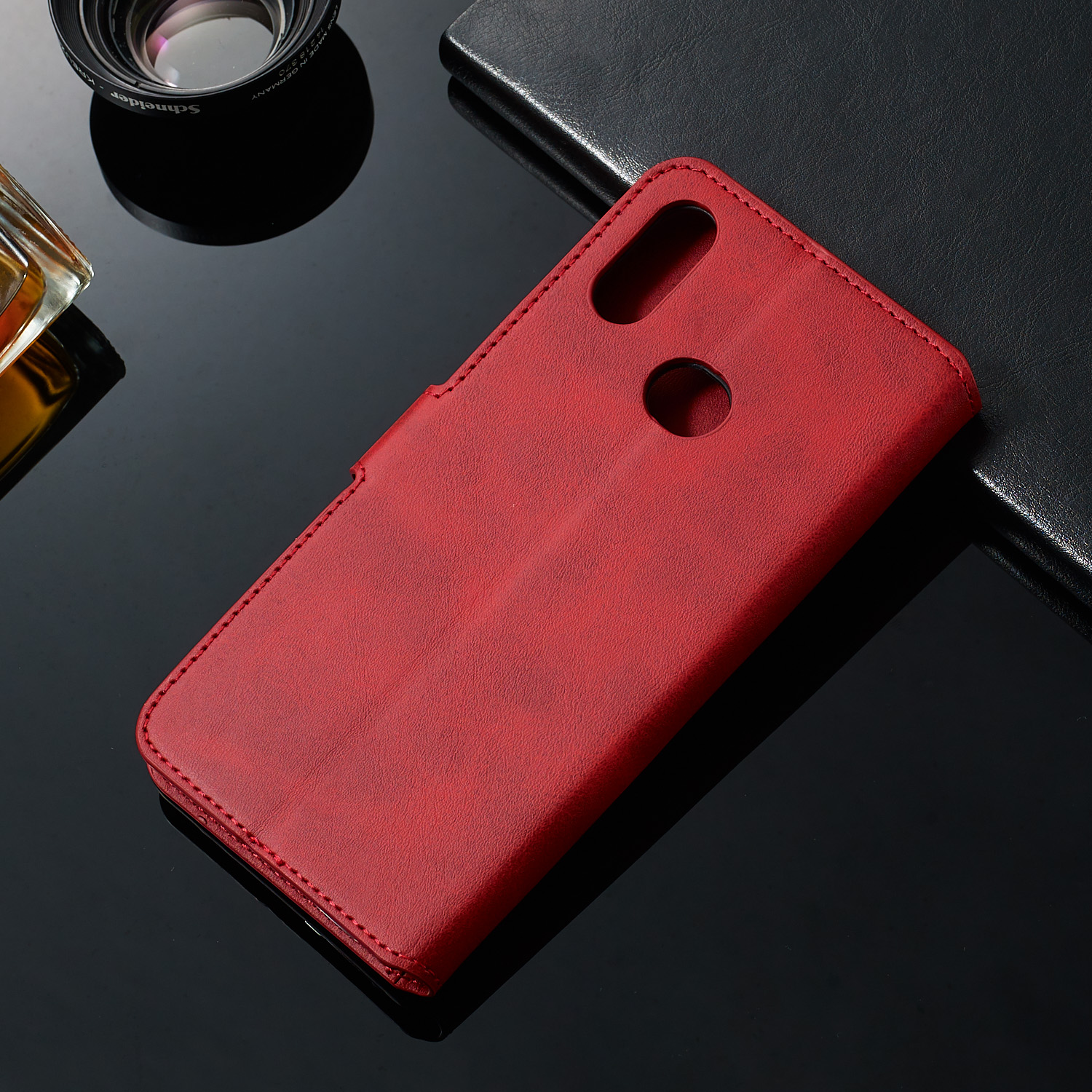 Solid Color Willet Stand Case Protector de Cuero Para Samsung Galaxy A10s - Marrón