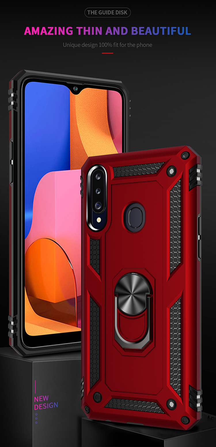 PC+TPU Kickstand Design Cover de Teléfonos Móviles Para Samsung Galaxy A20s - Rojo