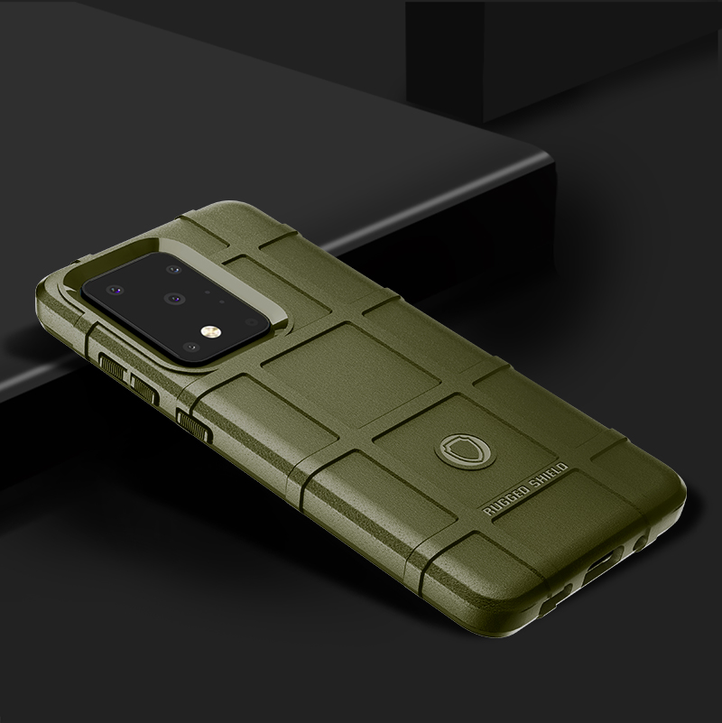 Custodia TPU di Texture Quadrate Robuste Per Samsung Galaxy S20 Ultra - Army Green