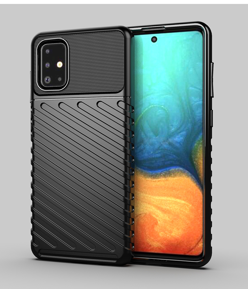 Громовая Серия Twill Texture TPU Protector Cover Для Samsung Galaxy A71 - Синий