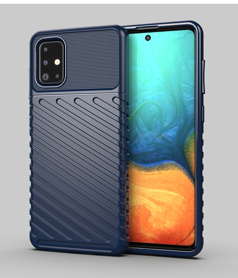 Texture de la Série Thunder Texture TPU Couverture de Protection Pour Samsung Galaxy A71 - Bleu