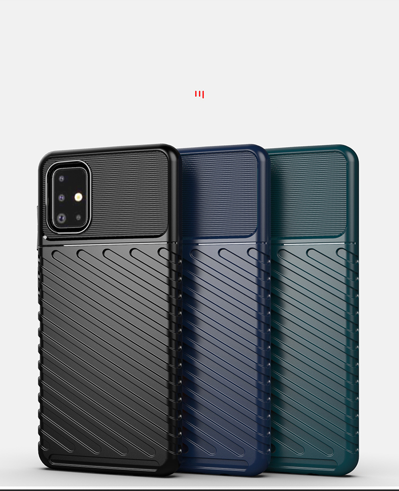 Thunder -serie Twill Textur TPU Protektorabdeckung Für Samsung Galaxy A71 - Blau