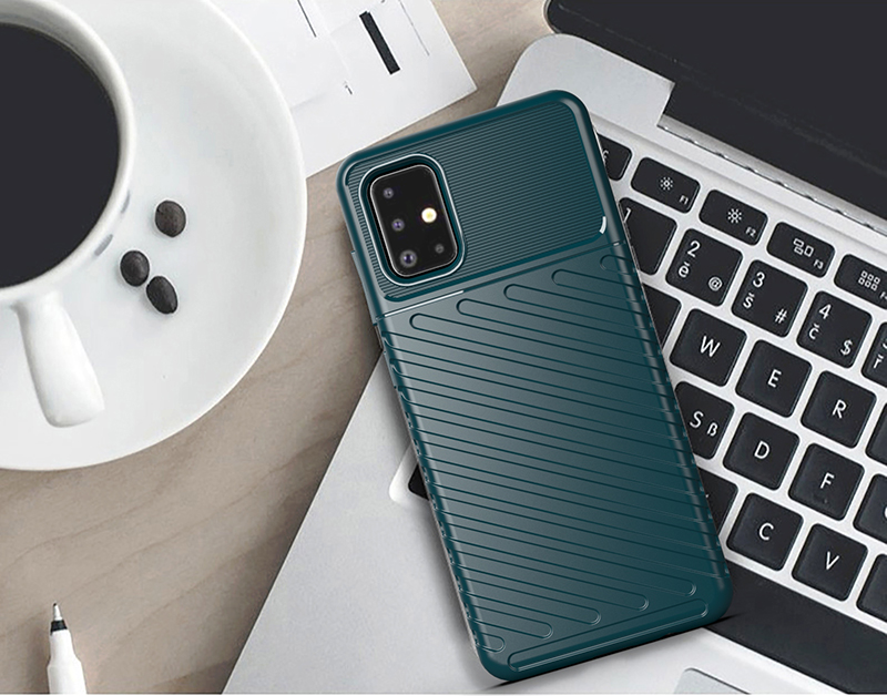 Громовая Серия Twill Texture TPU Protector Cover Для Samsung Galaxy A71 - Синий