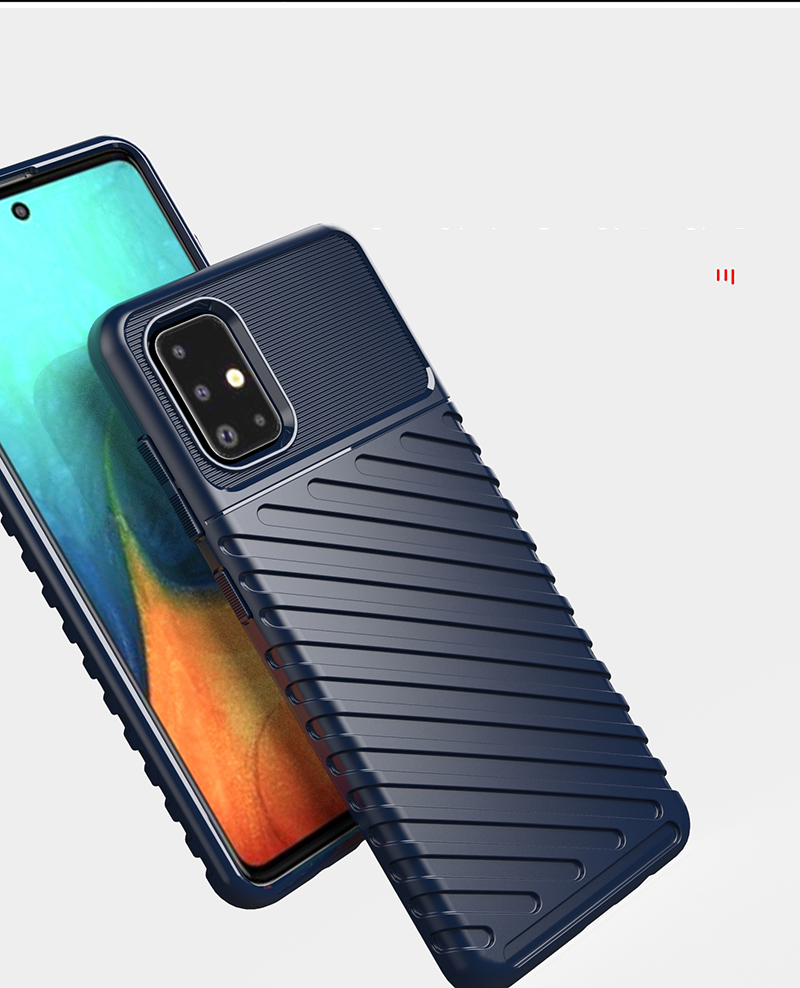 Thunder -serie Twill Textur TPU Protektorabdeckung Für Samsung Galaxy A71 - Blau