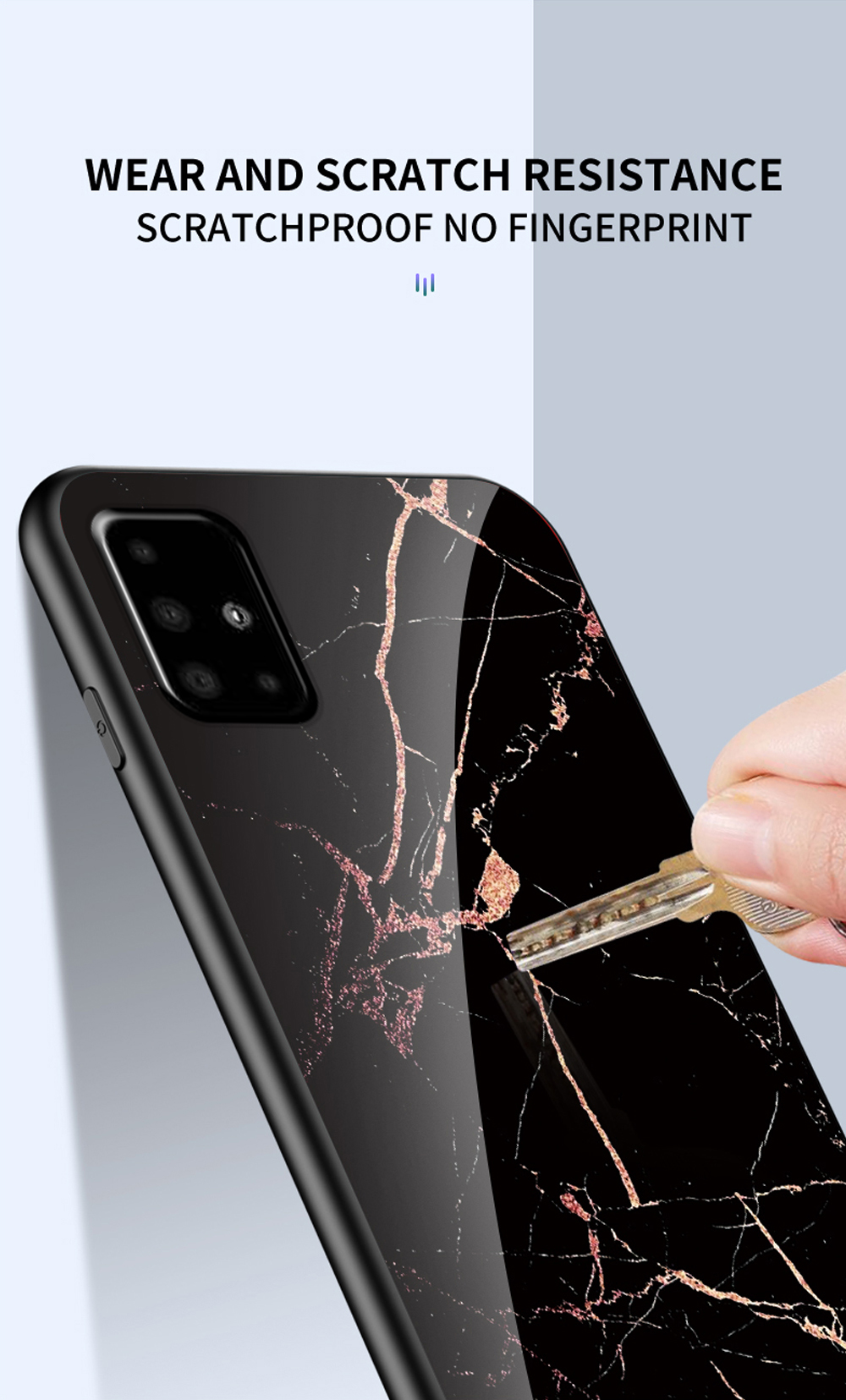 Achetez Étui de Téléphone de Motif en Marbre Pour Samsung Galaxy A51 4G, Verre  Trempé + Couverture Hybride Anti-Scratch Back TPU Soft TPU - Marbre Noir  Doré de Chine