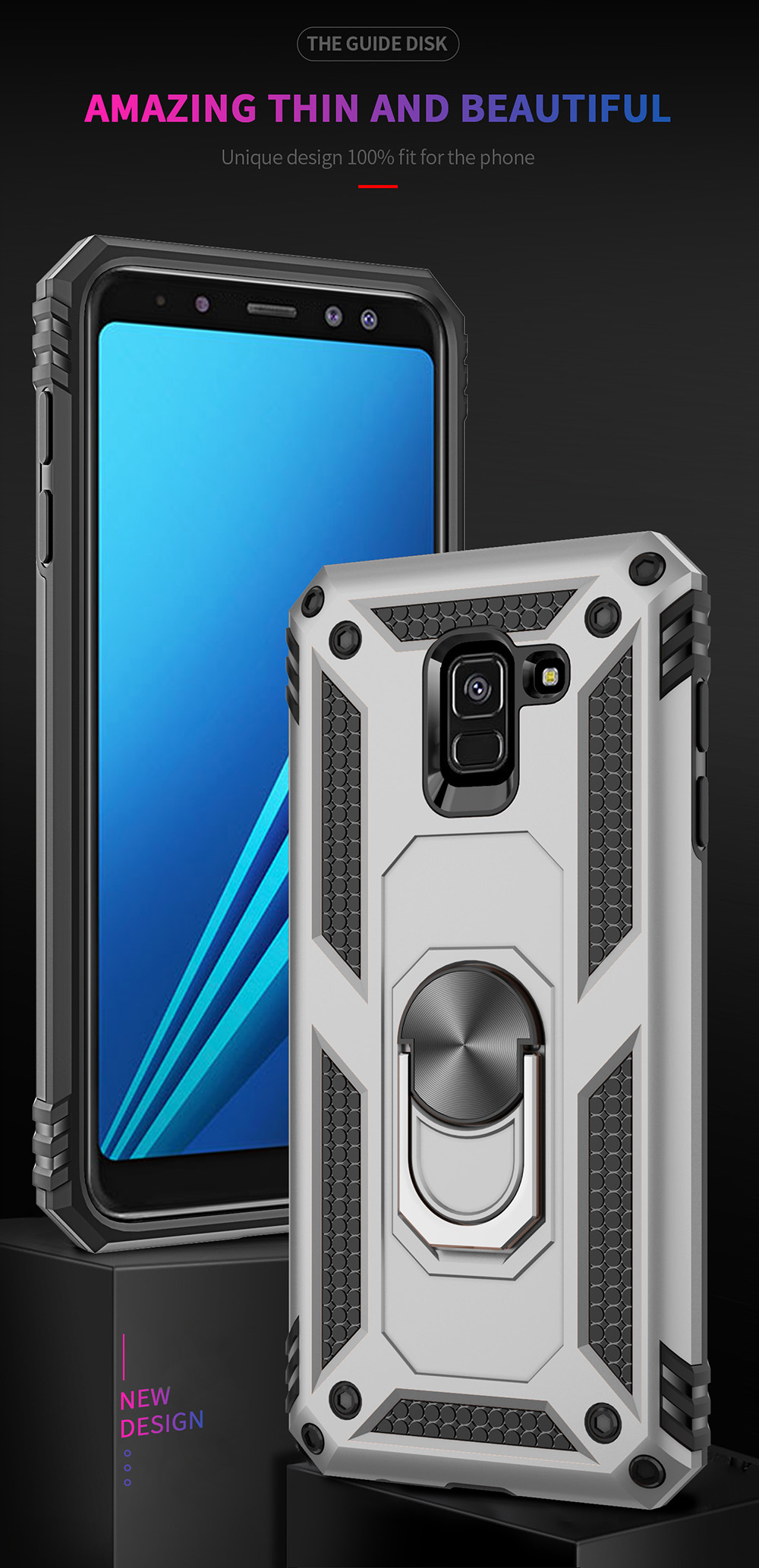 Tpu+pc+metall -telefonschale Mit Kickstand Für Samsung Galaxy A8 (2018) - Silber-