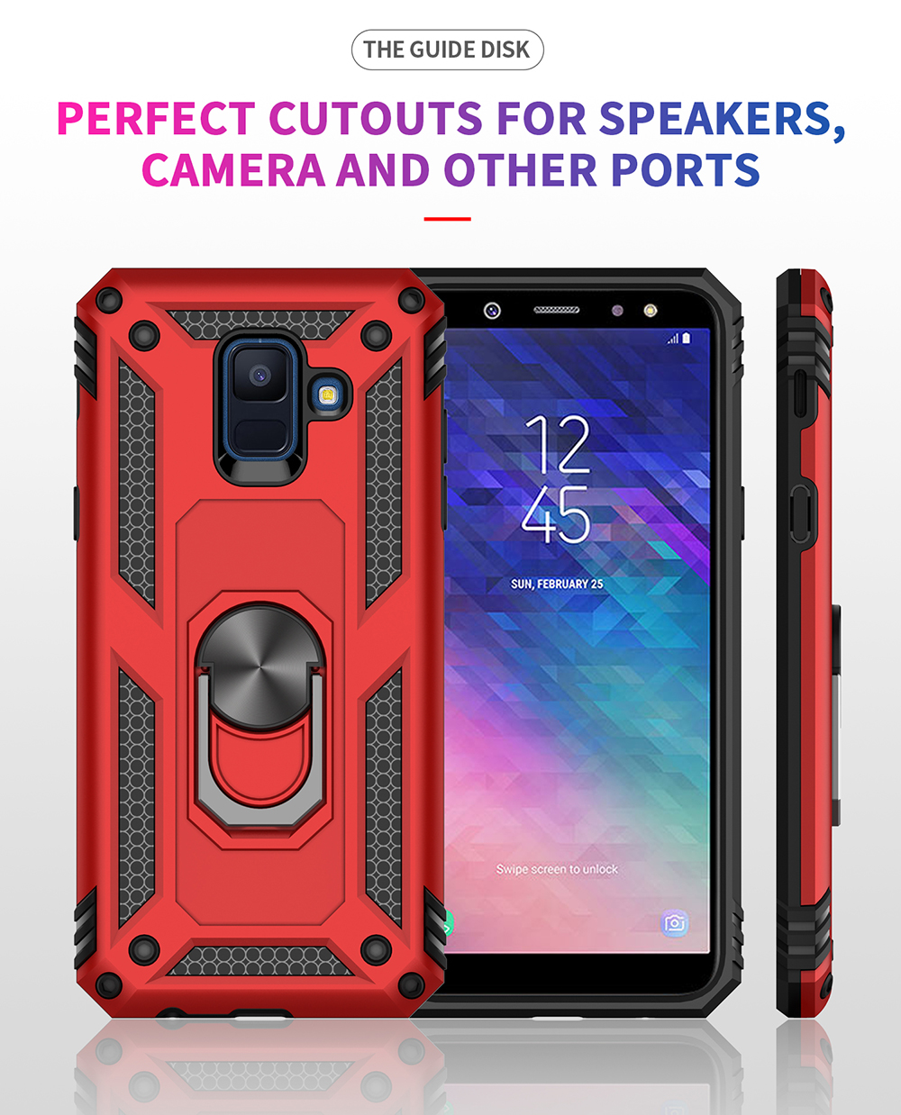 Hybrid PC TPU Kickstand Armor Cover Pour Samsung Galaxy A6 (2018) - le Noir