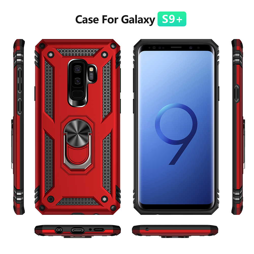 Armour PC+TPU Hybrid Shell Com Kickstand Para Samsung Galaxy S9 Plus/S9+ - Vermelho