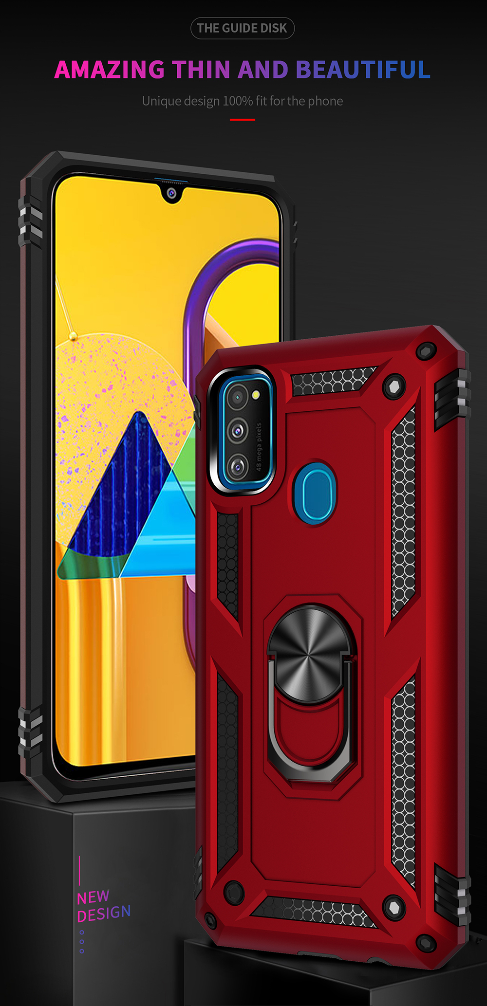 PC Ibrido PC TPU Kickstand Armatura Shell Per Samsung Galaxy M30s / M21 - Rosso