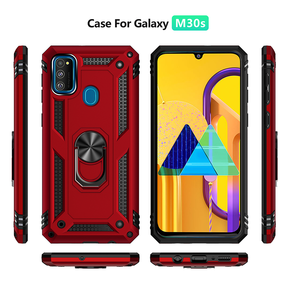 PC Ibrido PC TPU Kickstand Armatura Shell Per Samsung Galaxy M30s / M21 - Rosso