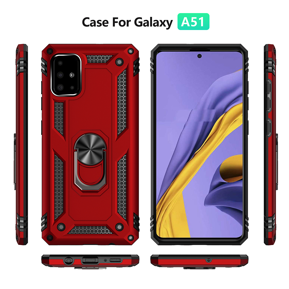 Hybrid PC TPU Kickstand Armor Phone Hülle Für Samsung Galaxy A51 - Rot