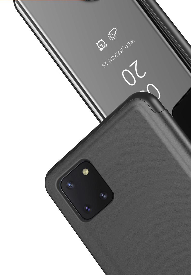 Vue de Fenêtre Plaquée Miroir de Surface de Surface du Support de Support de Support Pour Samsung Galaxy A81 / Note 10 Lite / M60s - le Noir