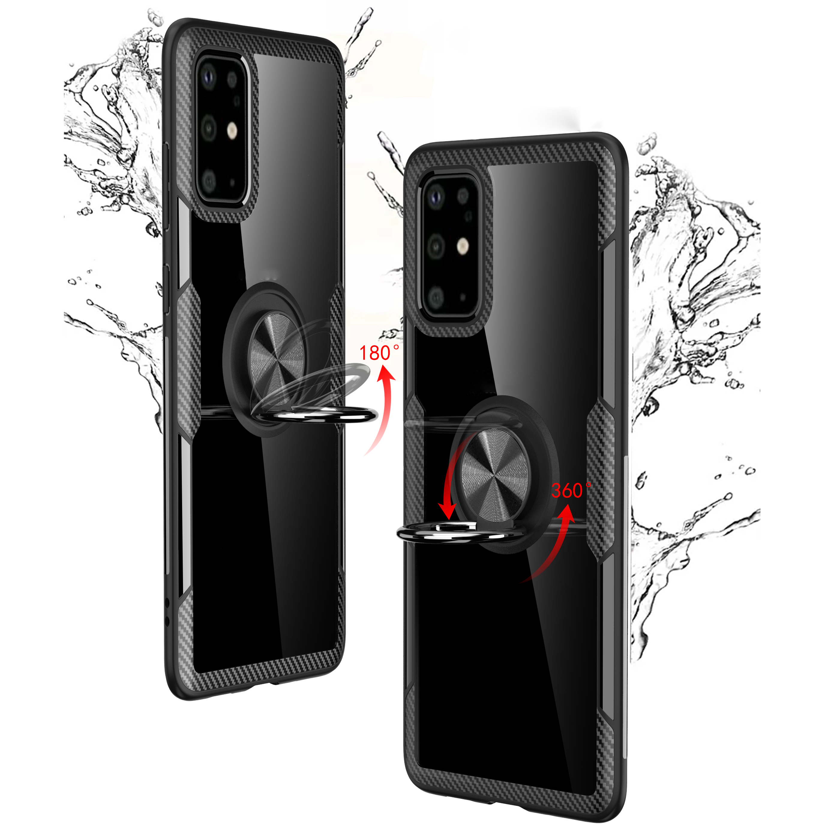 Anel de Dedo Kickstand TPU + PC + Caso Híbrido de Metal [folha de Metal Magnético Embutido] Para Samsung Galaxy S20 Plus / S20 Mais 5G - Prata Negra