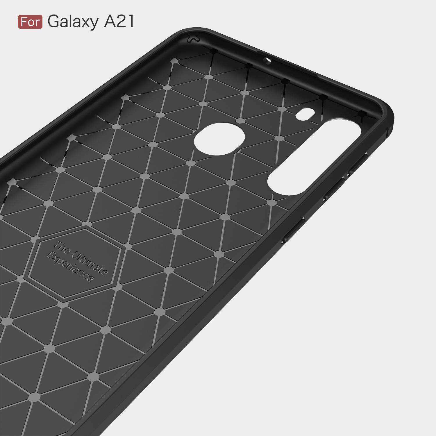 Fibra de Carbono Cepillada TPU Case de Retroceso Para Samsung Galaxy A21 - Azul Oscuro